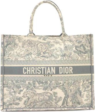 Dior Gray Canvas Handbag Tote Bag (Pre-Owned)