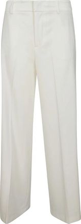 Pantaloni Torino Witte polyesterbroek met ritssluiting - Dames - Wijde Broeken - Wit - XS - Polyester - Broeken