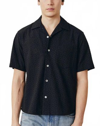 Corridor Mens Floral Eyelet Short Sleeve Shirt In Black