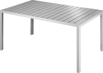 TecTake Mesa de jard&iacute;n de aluminio y pl&aacute;stico 150 x 90 x 74.5 cm gris/plata