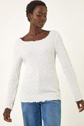 Roman Textured Bubble Crepe Lettuce Edge Top