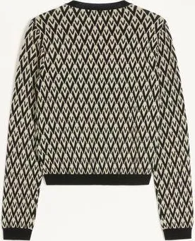 Valentino Cardigan In Lana Jacquard Toute La V Donna CREMA/BLU XXS