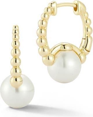 Glaze Jewelry Cultured Pearl Huggie Hoop Earrings in Gold at Nordstrom Rack