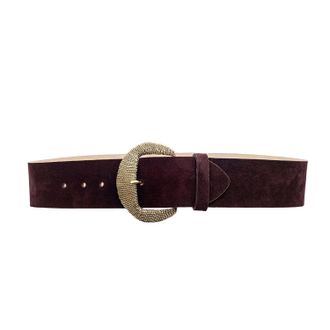 L'agence Womens Sculpted Texture Belt In Burgundy Suede