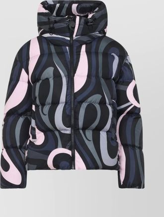 Pucci hooded padded nylon jacket with elastic cuffs