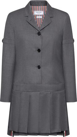 Thom Browne Twill geplooide mini-jurk - Grijs