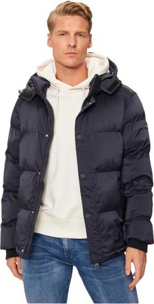 Guess Hooded Puffer Jacket - Heren - Winterjassen - Blauw - L - Polyester - Jassen