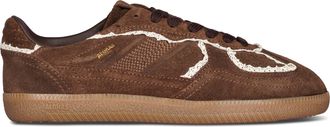Alohas Chocolate Leather Sneakers with Crochet Detailing