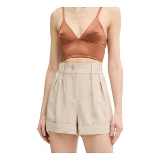 Fracomina Shorts con vuelta y pliegues - Shorts - Mujer - Beige - L