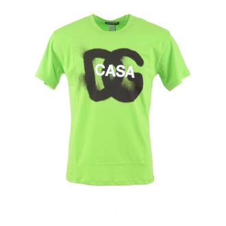 Dolce & Gabbana T-Shirts, male, Green, Size: L Casa Short Sleeve T-shirt
