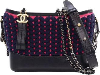 Chanel 2019 Small Knit and Calfskin Gabrielle Hobo crossbody bag - Blue