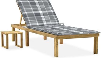vidaXL Vidaxl - Tumbona De Jard&iacute;n Con Mesa Y Coj&iacute;n De Madera De Pino Impregnada