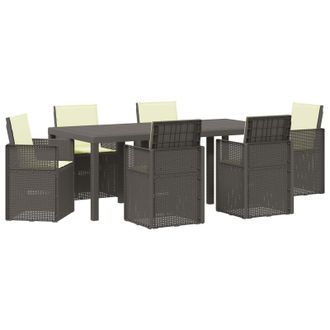 vidaXL Conjunto De Comedor De Jard&iacute;n 7 Pcs Gris Claro Y Crema Pp Vidaxl
