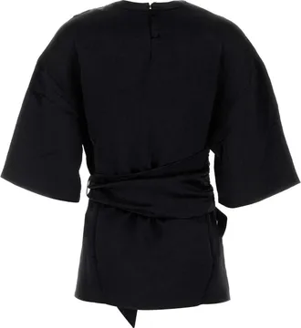 Nanushka Womens Besia Blouse Black Acetate