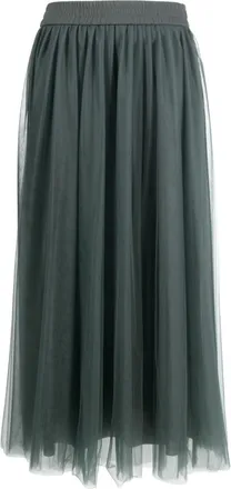 Fabiana Filippi elasticated-waist tulle midi skirt - women - Polyamide/Silk/Acetate/Polyester/Elastane - 42 - Grey