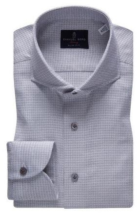 Emanuel Berg Slim Fit Extra Fine Dobby Dress Shirt in Silver at Nordstrom Rack, Size Large/x-Large