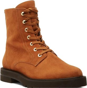 Stuart Weitzman Lace-Up Combat Bootie Elevate Style - Dames - Veterlaarzen - Bruin - 36 EU - Schoenen
