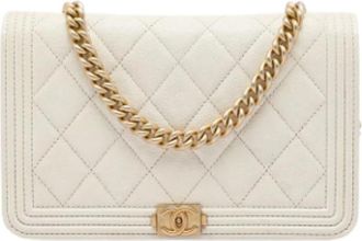 Chanel Pre-owned Wallet on Chain - Dames - Vintage Mini Tas - Wit - ONE Size - Leer - Vintage