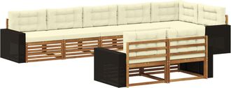 vidaXL Conjunto De Sof&aacute;s De Exterior 8 Uds. Natural Y Crema Vidaxl