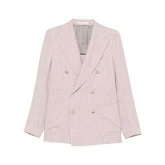 Tagliatore Blazers, male, Pink, Size: M Double-breasted Herringbone Blazer