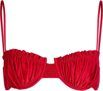 Faithfull The Brand Esterel Ruffled Bikini top - Red - S (UK8-10 / S)
