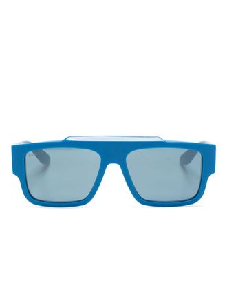 Gucci logo-print square-frame sunglasses - men - Acetate - 56 - Blue