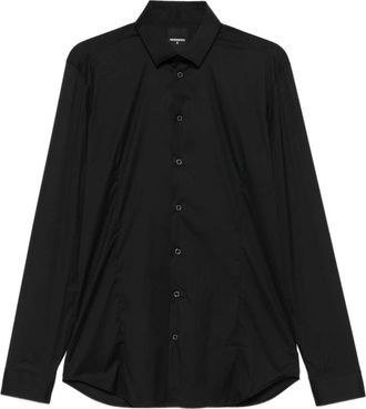 Patrizia Pepe Slim Shirt - Heren - Casual Overhemden - Zwart - XL - Katoen - Overhemden