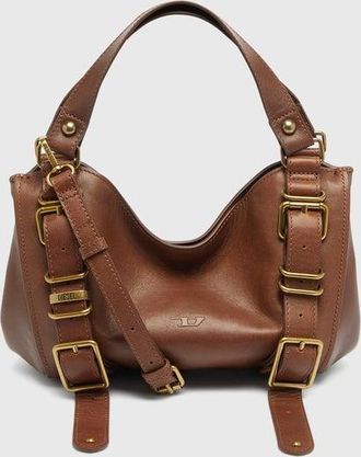 Diesel D-One-Small top-handle bag in treated leather - Handbags - Woman - Brown