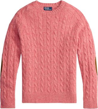 Polo Ralph Lauren Kabelgebreide pullover met elleboogpatch - Roze