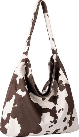 Generic Cow Print Tote Bag Hobo Bag Soft PU Travel Bag for Women Work Everyday (Coffee) (Coffee)