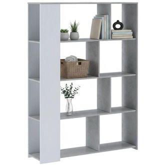 Dmora Libreria Oro, Biblioteca 6 Ripiani, Installazione a Terra, Colore Struttura Grigio, 129x33x174h cm Bianco