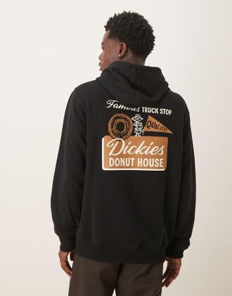 Dickies Felpa con cappuccio nera con scritta Donut House-Nero