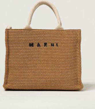 Marni Borsa Tote in rafia con logo Marni