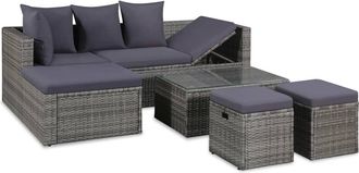 vidaXL Vidaxl - Set De Muebles De Jard&iacute;n 4 Piezas Y Cojines Rat&aacute;n Pe Gris