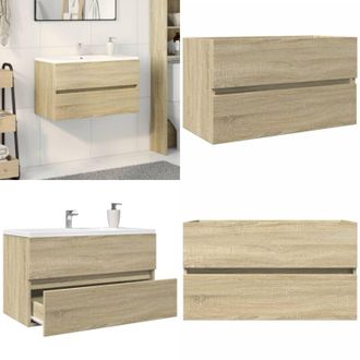 vidaXL Mobile Lavabo Rovere Sonoma 80x38,5x45 cm in Legno Multistrato - Lavabo in legno - Mobile in legno multistrato