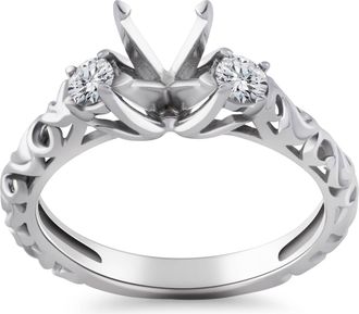 Pompeii3 1/4CT Vintage Diamond Engagement Ring Setting 14K White Gold Size Selectable