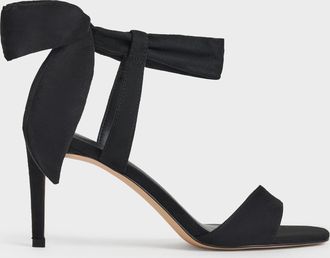 Charles & Keith Eliana Textured Tie-Around Heeled Sandals