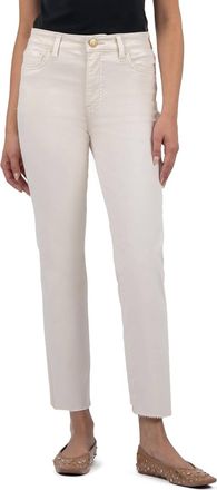 Kut from the Kloth Reese High Rise Straight Leg Raw Hem Jean In Ecru