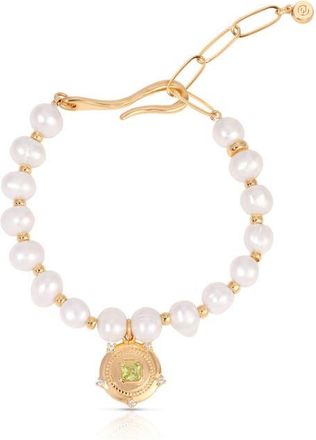 Ettika Eternal Gleam Freshwater Pearl Bracelet in Peridot at Nordstrom
