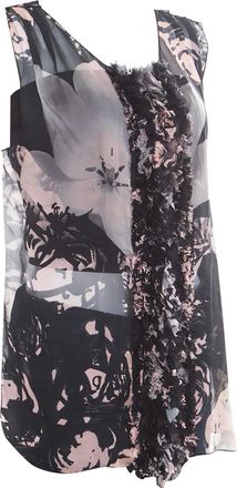 Dolce & Gabbana Zijden top met bloemapplicatie - Zwart