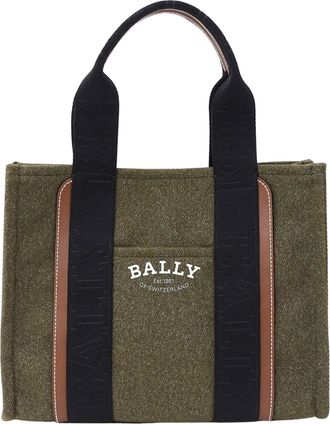 Bally Khaki Canvas Handbag Tote Bag (Pre-Owned)