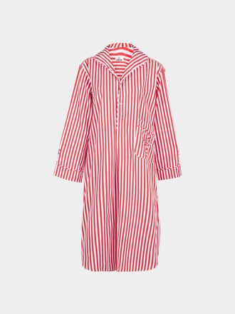Sébline Frogging Hand-Embroidered Cotton Pajama Shirt Dress
