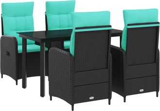 vidaXL Conjunto De Comedor De Jard&iacute;n 5 Uds. Negro Y Turquesa Vidaxl