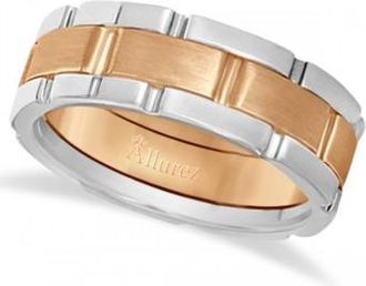 Allurez Comfort-Fit Two-Tone Wedding Band (8.5mm)