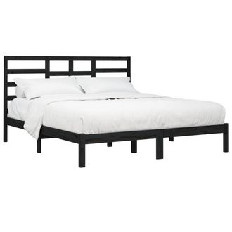 Berkfield Home Beautiful Bed Frame Black Solid Wood 200x200 cm