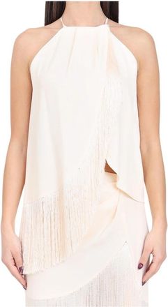 Simona Corsellini Elegante Mouwloze Top van Zijdeblend - Dames - Tops zonder mouwen - Beige - S - Tops