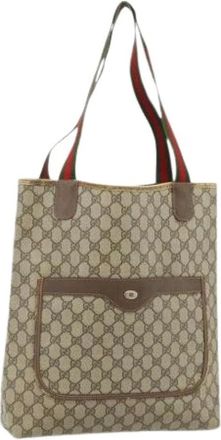 Gucci Pre-owned Tote Bags, female, Beige, Size: ONE SIZE Pre-owned Vintage GG Canvas Tote Bag