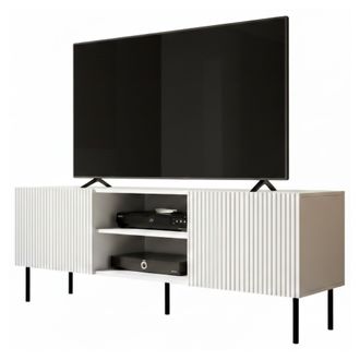 Dmora Mueble De Tv Molini, Aparador De Sal&oacute;n Con Cuatro Puertas Batientes, Elevado Del Suelo, 150x42 H52 Cm, Blanco