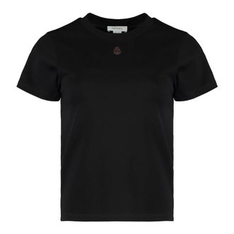Alexander McQueen Tops, Dames, Zwart, XS, Katoen, T-shirt met ronde hals