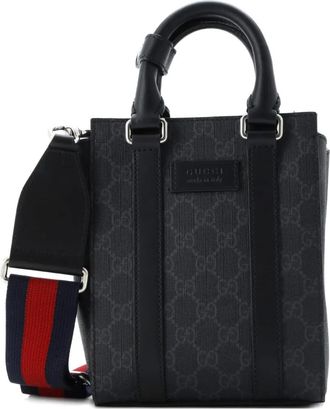 Gucci Convertible Web Open mini-shopper met GG gecoat canvas - Zwart